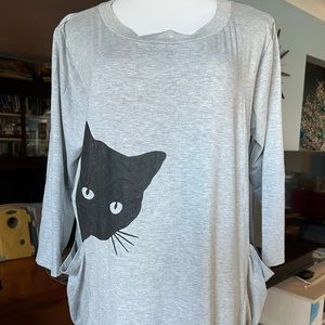 Tunic black cat with pockets cotton? XL?